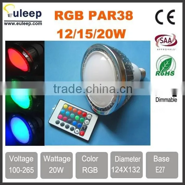 RGB Par30/38 9W/12W/15W/18W/20W Led Spotlights, RGB Dimmable, Frosted Antidazzle Use for Bar,hetal, Home Decoration