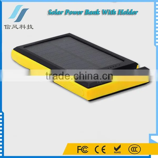 Yellow 5000mAh Dual USB Charger Power Bank Solar Charger With Holder photo-4
