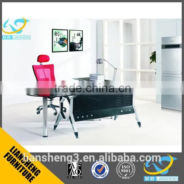 Office Furniture Office Table Tempered Glass Office Table Desk With Stainless Steel Base