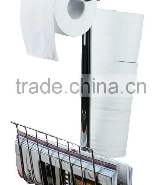 Toilet Paper Dispenser Stand With Magazine Rack, Chrome Plated photo-2