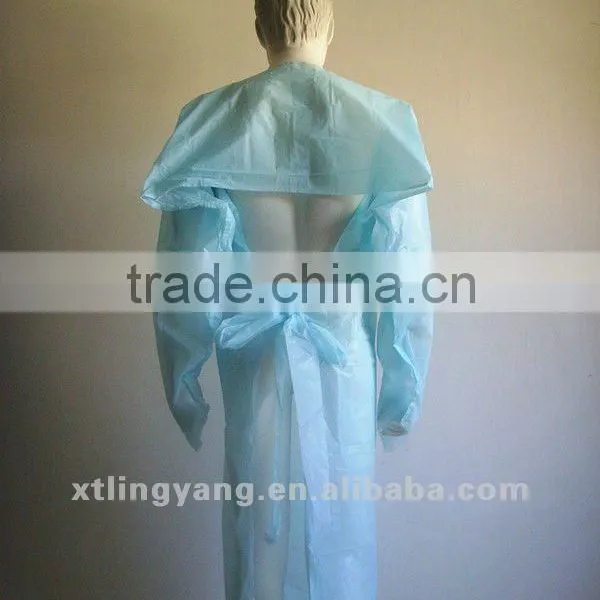 Blue PE Plastic Apron With Sleeves photo-2