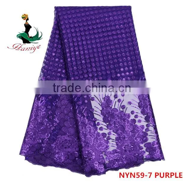 Haniye 2016 African Embroidery Tulle Lace Fabric High Quality 5 Yards for Net Dress/NYN59 photo-6