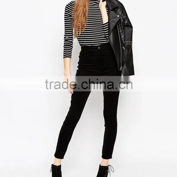 Top Quality Pants High Waist Spandex Strech Woman Slim Long Black Jeans photo-5