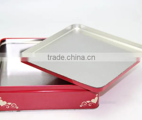 Wedding Gift Red Square Tin Box With Heart-Shaped Logo , Candy Tin Cans photo-3