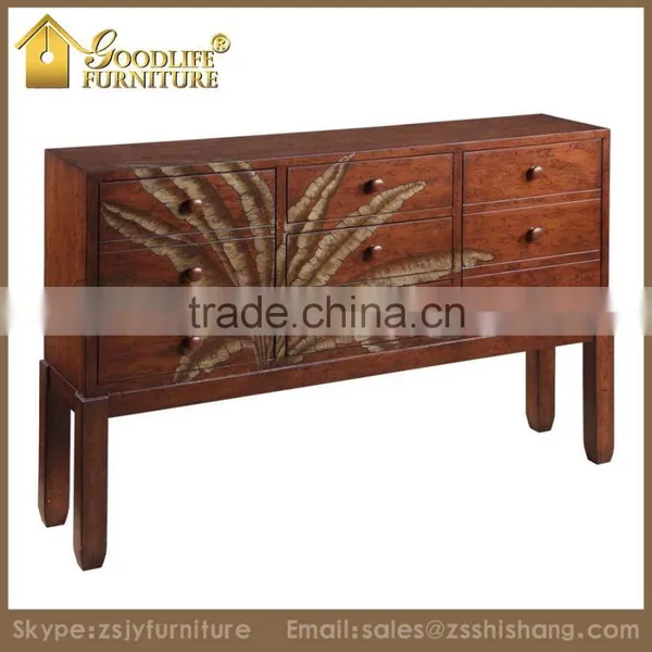 European Style Hand Painted Console Cabinet With Drawers