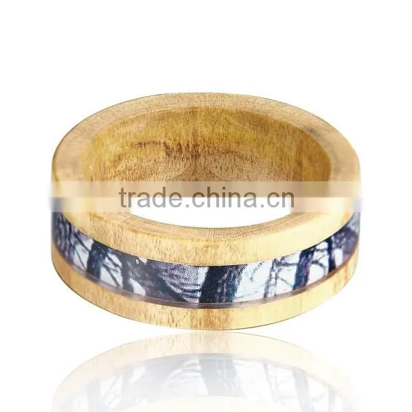 Real Wooden Jewelry Ring, Wooden Ring With Camouflage Inlay photo-3