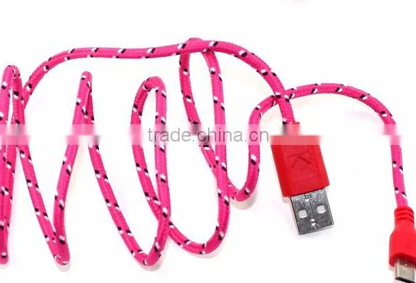 Nylon Woven USB Cable for V8 Micro Usb Data Cable for HTC Sony Xiaomi Smart Phone photo-4