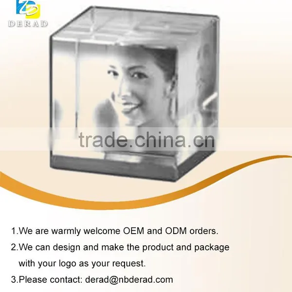 Rotating Crystal Cube Photo Frame Picture Frames With Stainless Base Support photo-2