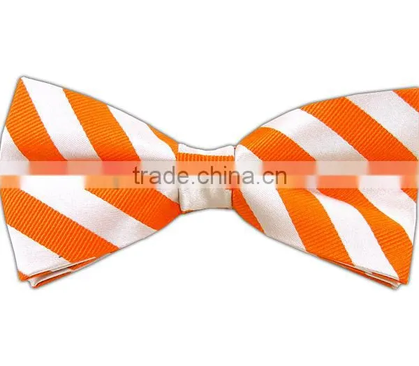 Twill White Stripe - Tangerine Bow Ties red and white stripe bow tie