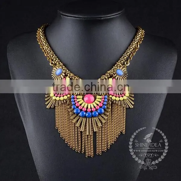 High Quality Colorful Beads Chunky Statement Necklace Tin Alloy Fashion Women Pendant Necklace 6390160