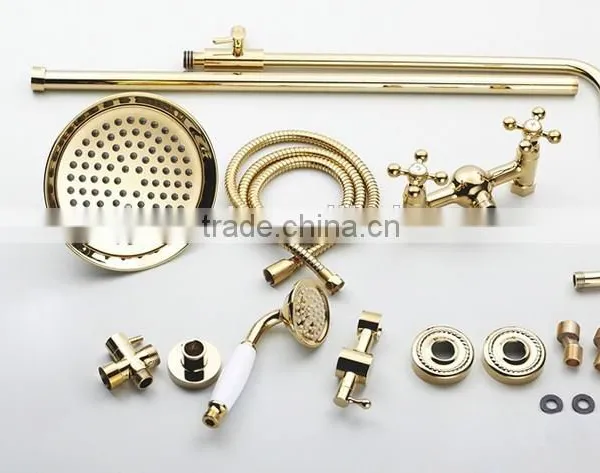 Luxury High Quality Brass Gold Finishing Bathroom Rain Shower Set photo-6