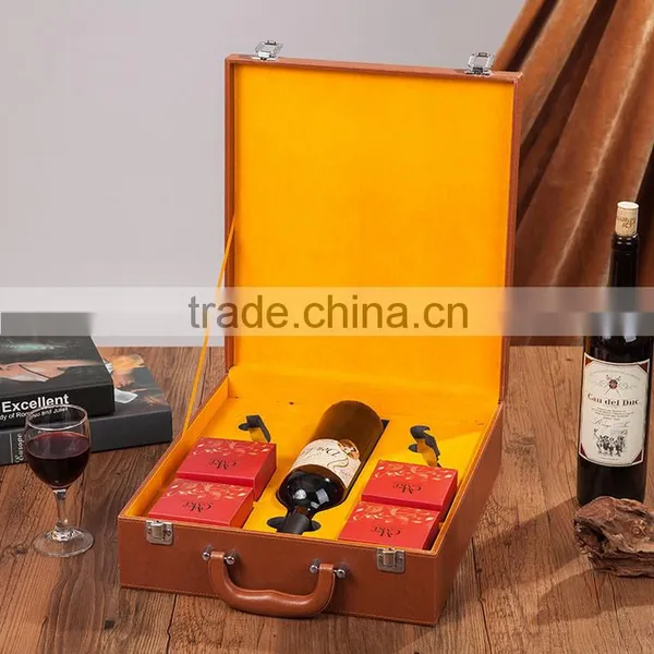 The Chinese Factory Wholesale Custom Packing Box, High-grade PU Leather Wine Champagne Brown Gift Boxes, Tea Boxes photo-3