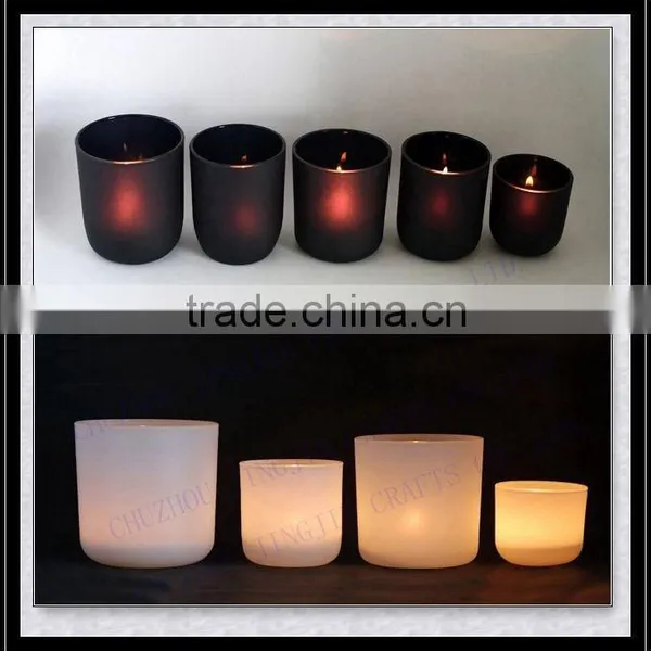 Matte Frosted Black Massage Glass Candle Holder/frosted Matte Black Glass Candle Jar/ Wholesale Glass Candle Holder photo-5