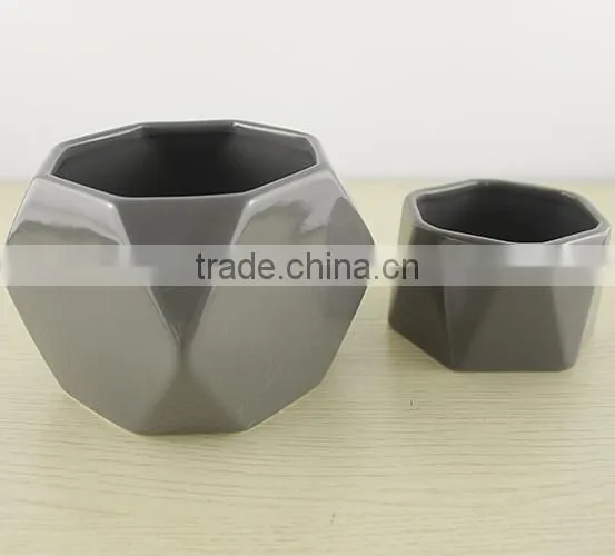 China Cheap Custom Glazed Polyhedral Prismatic Ceramic Flower Pot photo-6