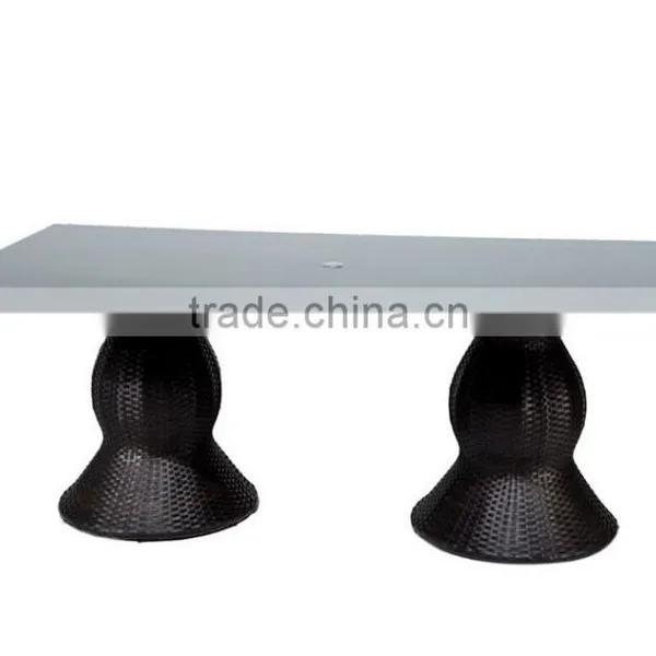2017 Trade Assurance Most Popular Outdoor Simple Design Alum Frame pe Brown Rattan Dining Table Set Furniture photo-3
