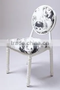 Wholesale Quality European Antique Metal Upholstered Oval Back Dining Chair QL-T854 photo-2