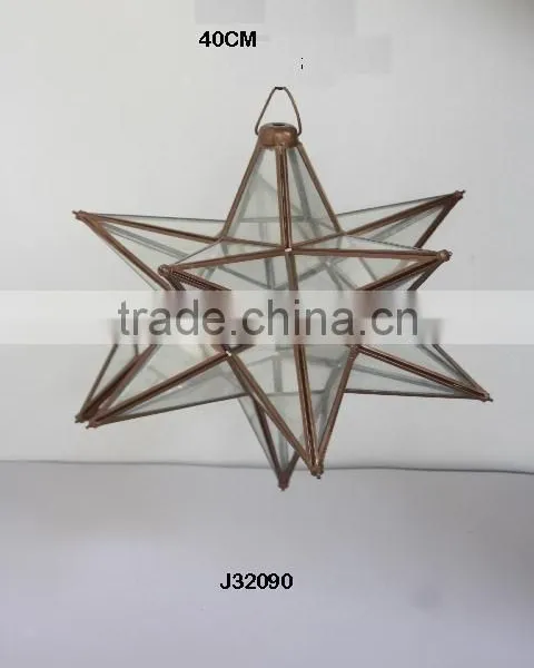 Brass and Glass Strar Shape Ceiling Lamp Pendent Lamp