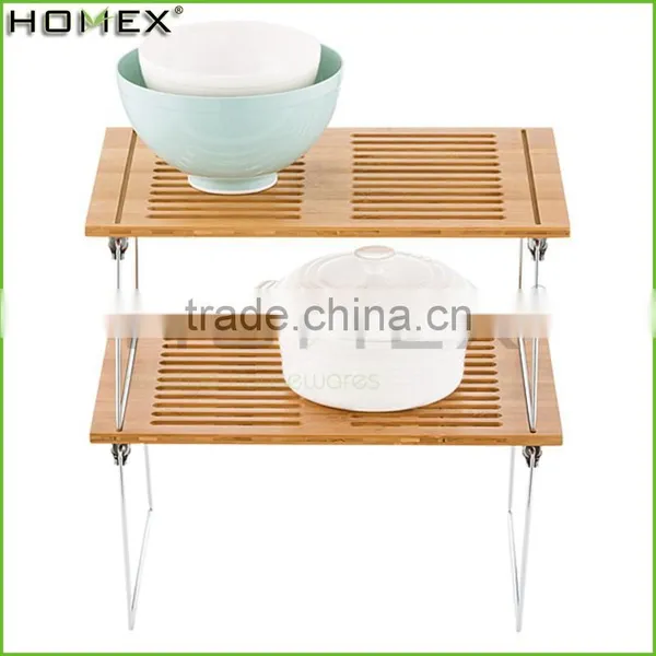 Bamboo Dish Drying Rack Kichen Shelf With Metal Leg Homex-BSCI Factory photo-5