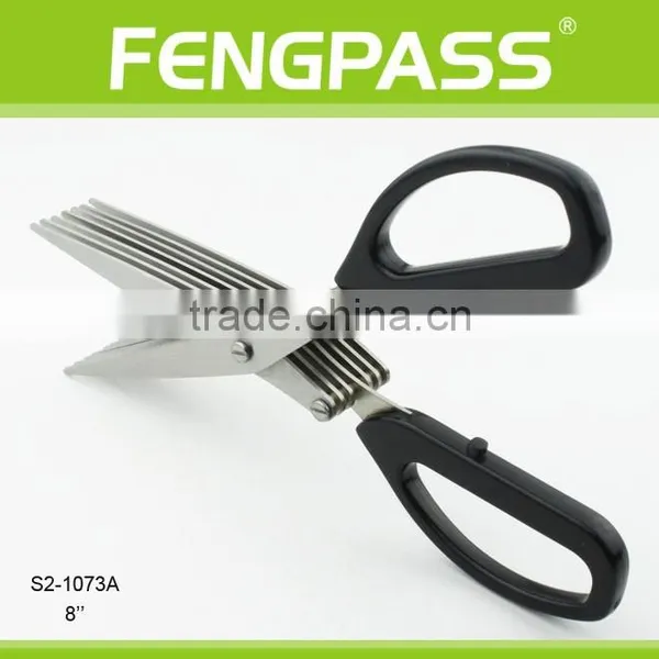 S2-1073A 8" 2CR13 Stainless Steel PP Plastic Handle Korea 7 Blades Herb Scissors photo-2