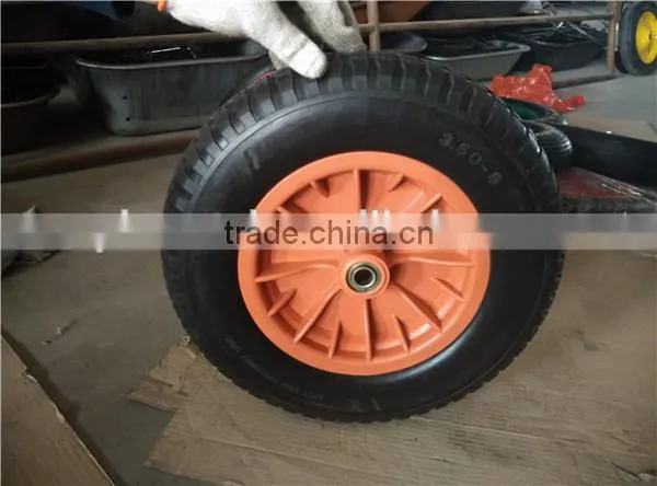 3.50-8 Red Plastic Rim Rubber Wheel for Wheelbarrow photo-2