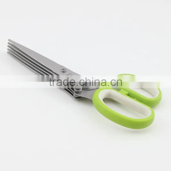 Five Stainless Steel Blades Multipurpose Kitchen Shear Culinary Herb Scissors photo-3