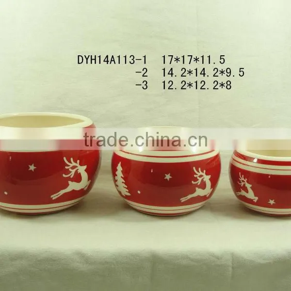 Various Sizes Ceramic Flower Pot With X-mas Looks photo-2
