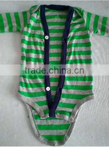 New Arrival Cute Design 100 Cotton Fabric Striped Baby Romper Baby Clothes photo-2