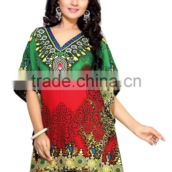 2016 Latest Fashion Women's Turkish Chiffon Beachwear Digital Print Kaftan photo-2