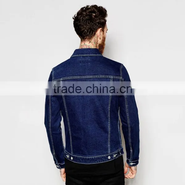 Popular Dark Blue Denim Jacket in New Model for Men Outdoor Wear photo-2