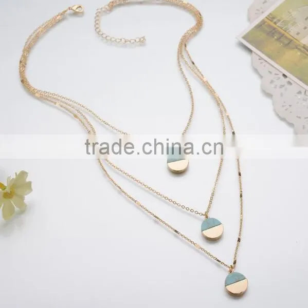 Zm34536a Fashionable Jewelry Simple Three Later Pendant Necklace photo-2