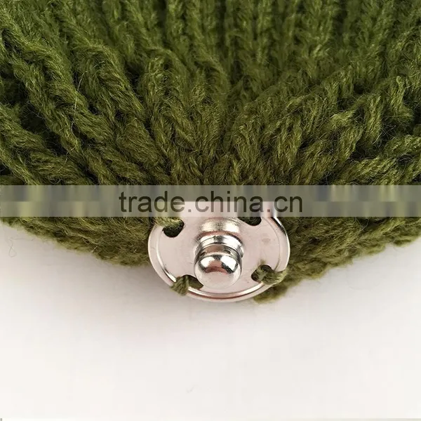 Myfur Classical Raccoon Fur Attached Pom Pom Beanie Adult Khaki Green Winter Cap photo-5