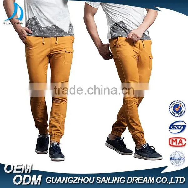 Wholesale Elastic Hem Brand Name Harem Mens Chino Pants With Small Side Pocket photo-2