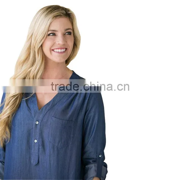 Fashion Denim Tops Women Dress With Pure Color Long Sleeve Cowboy Dress for Women 2017 photo-5