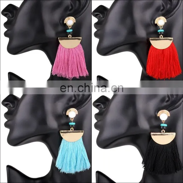New Designs Gold Metal With Long Tassel Handmade Earrings photo-6