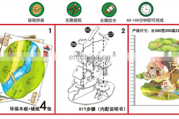 DIY Wood House DIY Toy Children Making Wood Material House Have ASTM EN71 EN62115 Test Paper photo-5