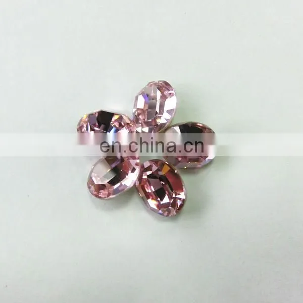 Silver Base Point Back Rose Crystal Stone Oval Shape photo-4