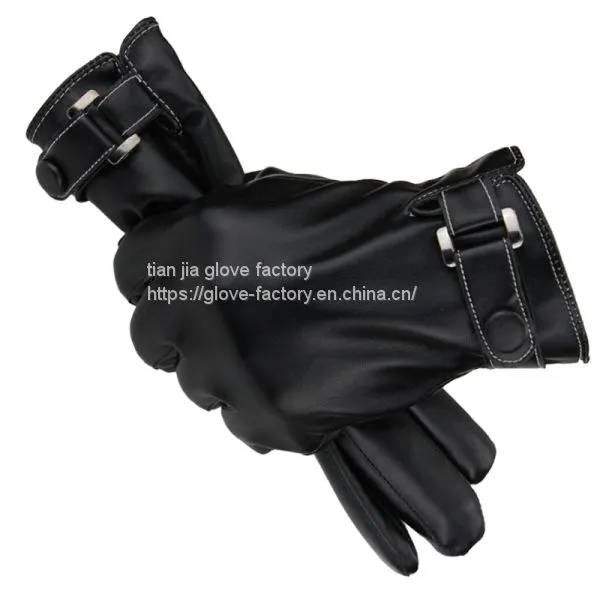 Imitation Leather Long Finger Pu Men's Touch Screen, Touch Control Winter Warm Gloves