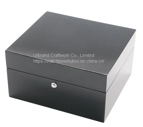 Custom Printing Logo Matte Black Wooden Watch Display Box With Booklet Slot Wooden Engraved Mens Watch Box Case photo-3
