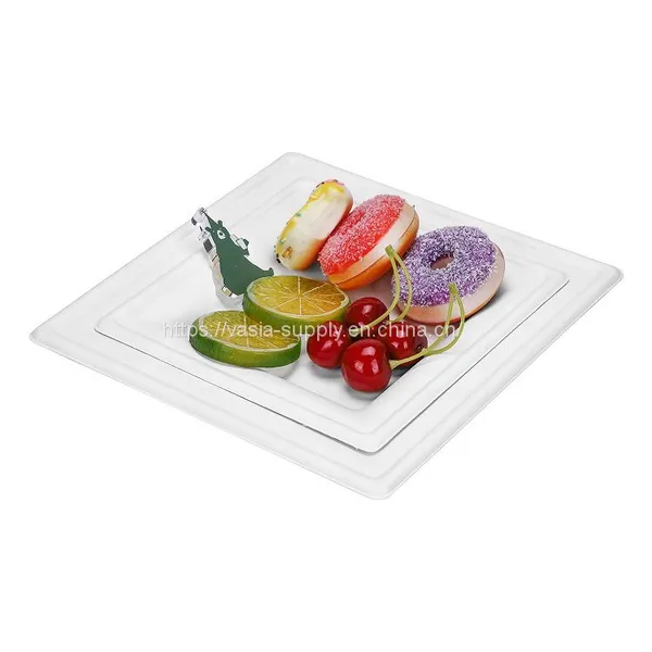 Compostable Biodegradable Sugarcane Recycled Bagasse 20*20cm Square Plates for a Garden Party Stable and do Not Sag photo-4