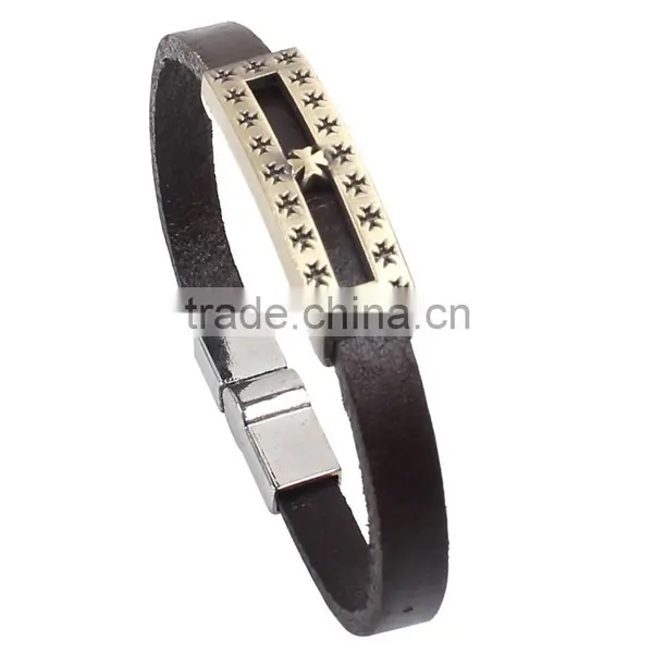 Zinc Alloy High Quality Bronze Cross Pendant Cheap Leather Bracelet photo-3