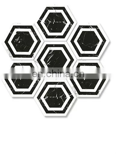 Nordic Retro Art INS Style Bathroom Background Wall Black and White Non-slip Hexagonal Tiles 200 * 230 Floor Tiles photo-4
