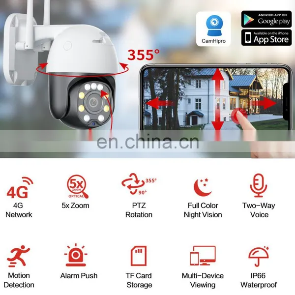 5MP IP Camera 4G SIM CARD 5X Optical Zoom Security Outdoor PTZ HD CCTV Dome Surveillance Cam Motion Tracking CamHipro photo-3