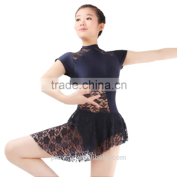 Girls Lyrical Turtle Neck Lace Ballet Dance Costumes Dress photo-6
