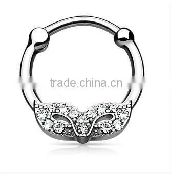 Masked Ball GEM 316L Surgical Steel Septum Clicker Nose Piercing Body Jewelry