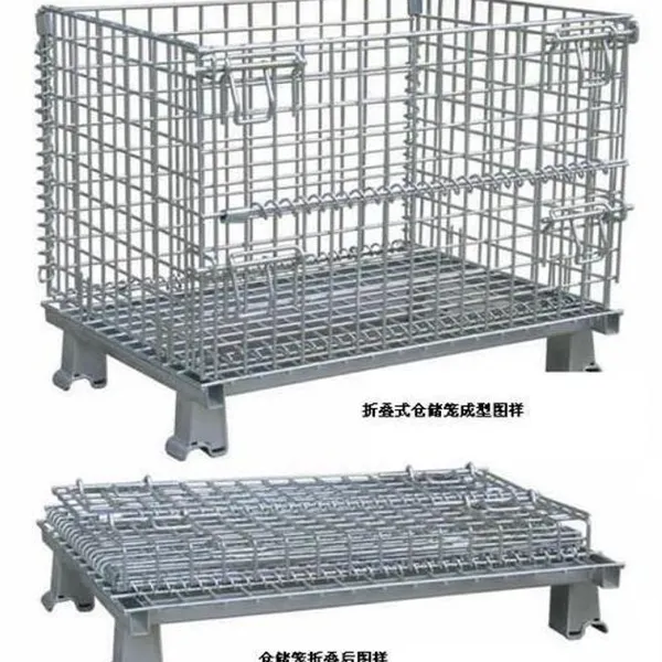 Good Quality Logistics Collapsible Stackable Folding Foldable Pallet Metal Steel Wire Mesh Container Storage Cages For Warehouse L1200*W1000* H890 photo-2