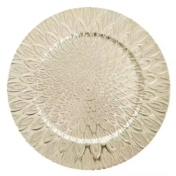 13Inch Classical Gold Wedding Plastic Charger Plates Party Charger Plate Flower Plastic Chargers Plates