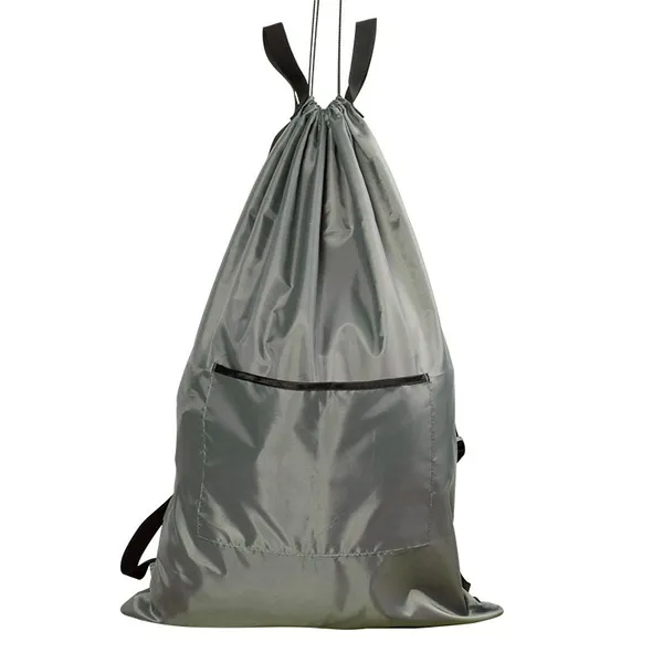 Washable Laundry Bag Backpack With Zipper Pocket, Heavy Duty Clothes Bag, 2 Strong Adjustable Shoulder Straps With Drawstring Closure for Travel, Camping or College photo-2