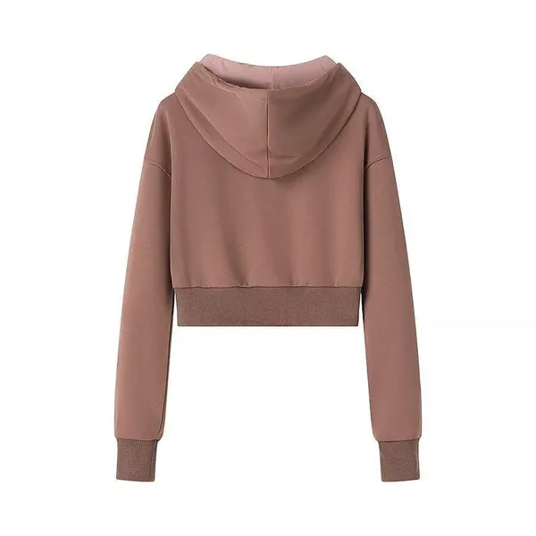 American-style Retro Design-inspired Millennium Trend Pure Color Slim-fit Short-sleeved Hooded Sweatshirt photo-2