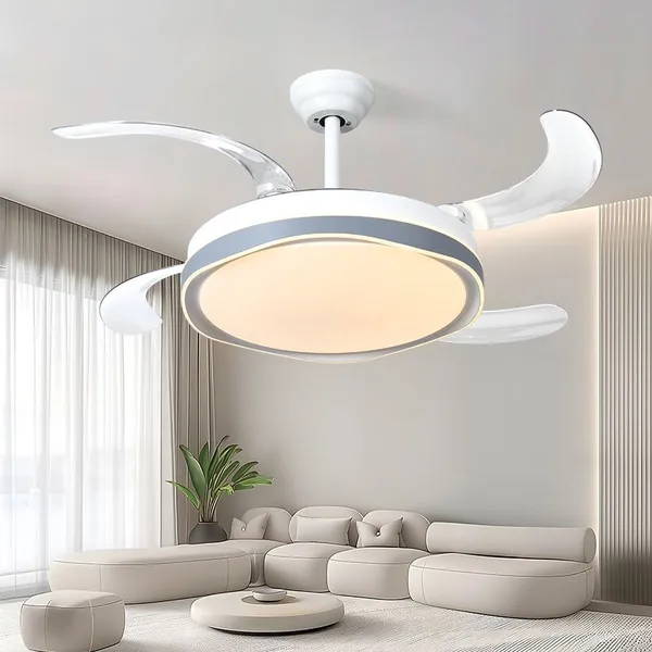 42′′ Bladeless Fan With Led Light Chandelier Modern Pendant Lights Retractable Invisible LED Ceiling Fan Light With Remote Control photo-2