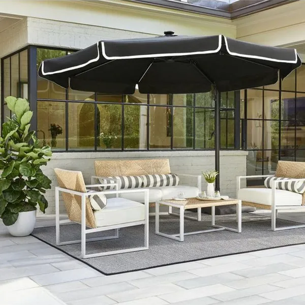 Offset 11FT Hanging Garden Umbrella UPF50+ Cantilever Polyester Crank Patio Outdoor OEM